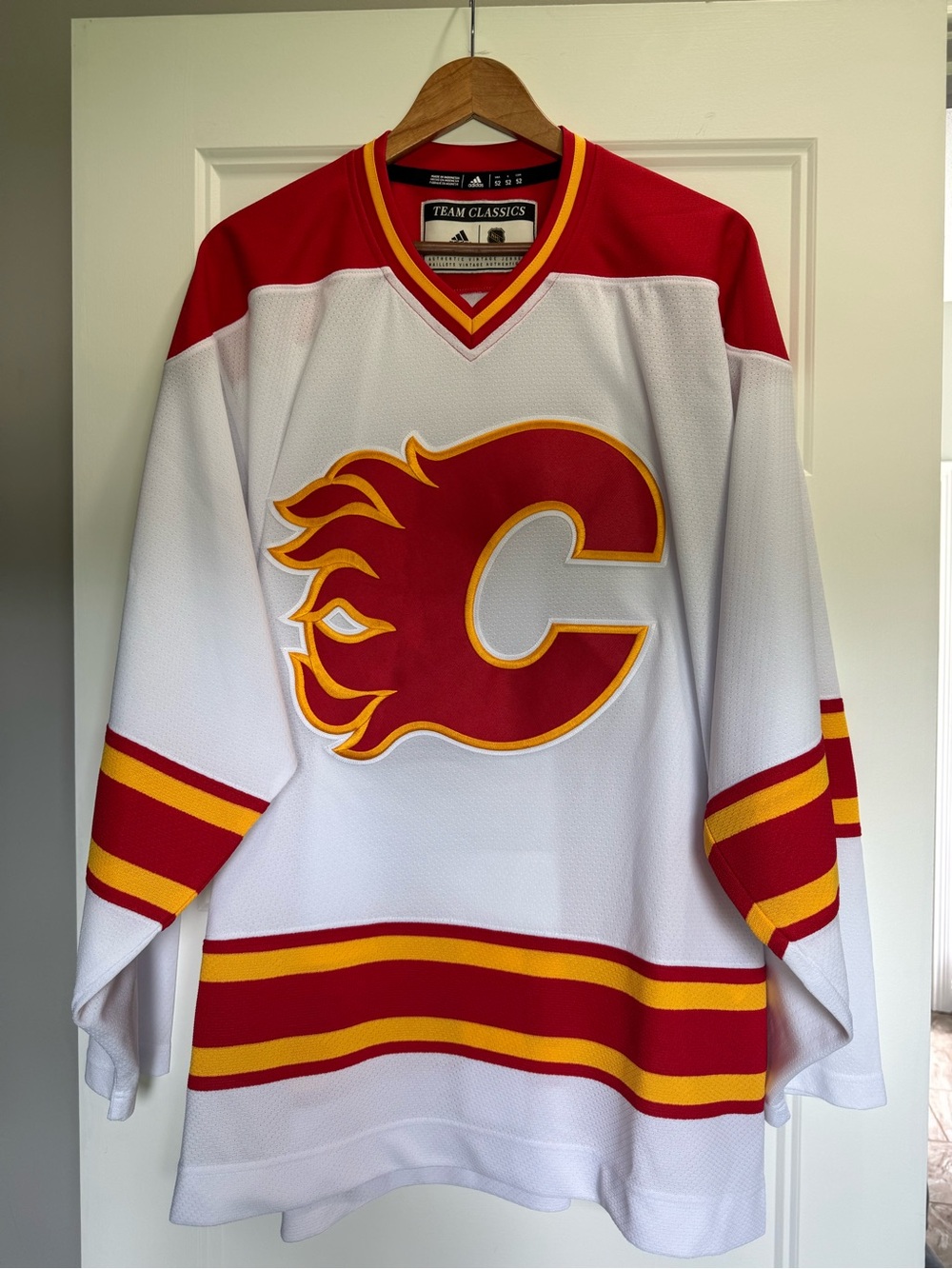 adidas Red & Yellow Calgary Flames Team Classics Hockey Jersey - Size 52